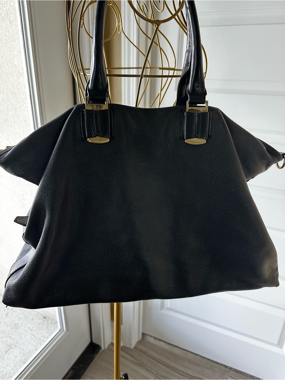 Kenneth Cole Black Leather Tote Handbag